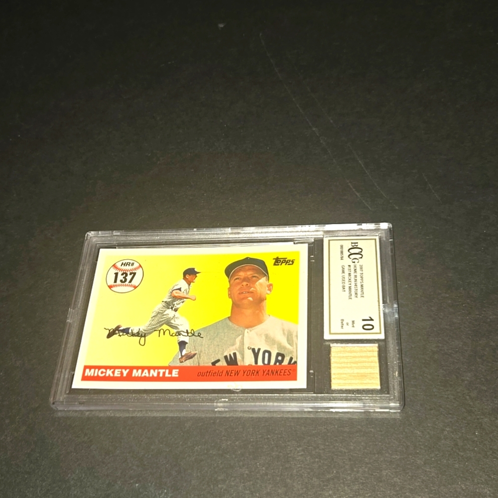 2007 TOPPS MICKEY MANTLE HOME RUN HISTORY #137 USED BASEBALL CARD 10 MINT BCCG